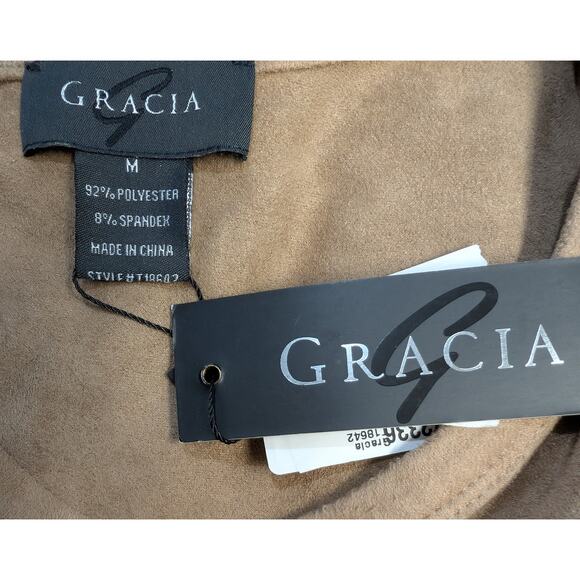 Gracia Faux Suede Asymmetrical Fit & Flare Mini Dress Camel Medium NWT - Picture 5 of 6